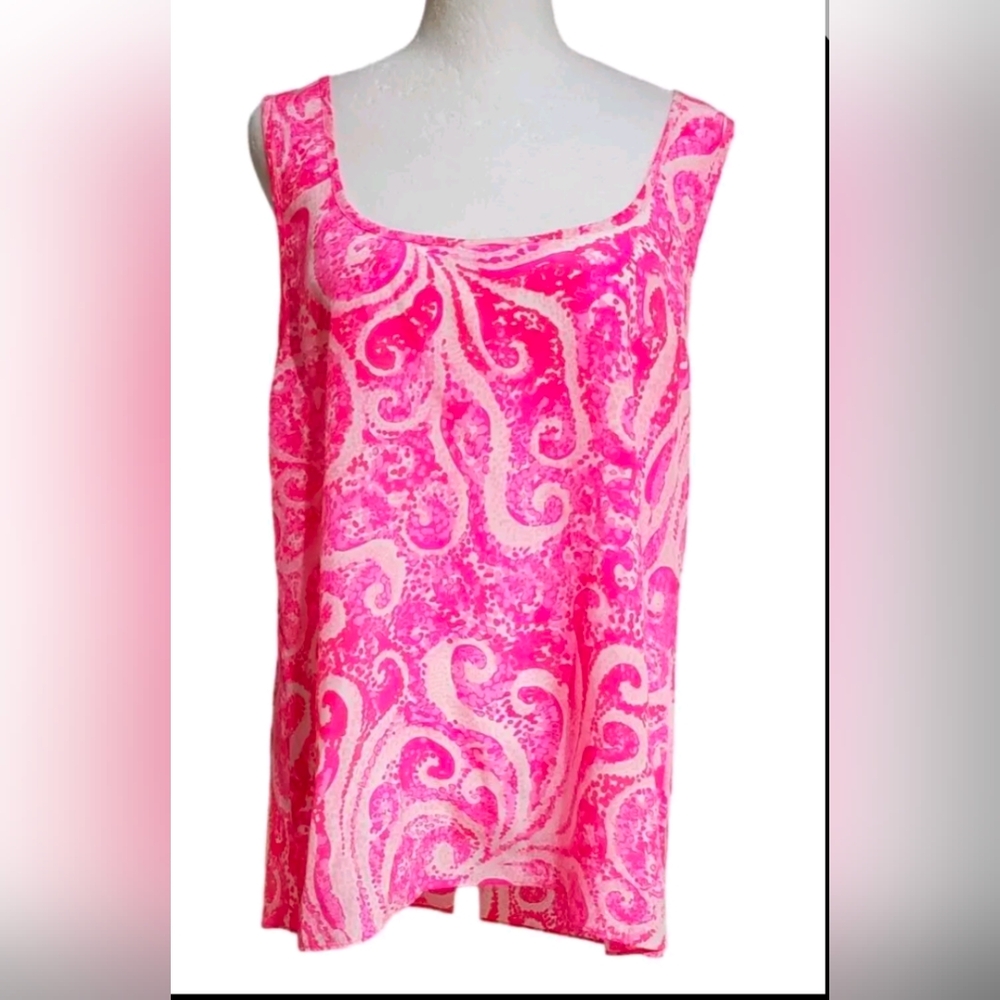 Lily Pulitzer Cosmos Silk Tank top, Pink Pout
